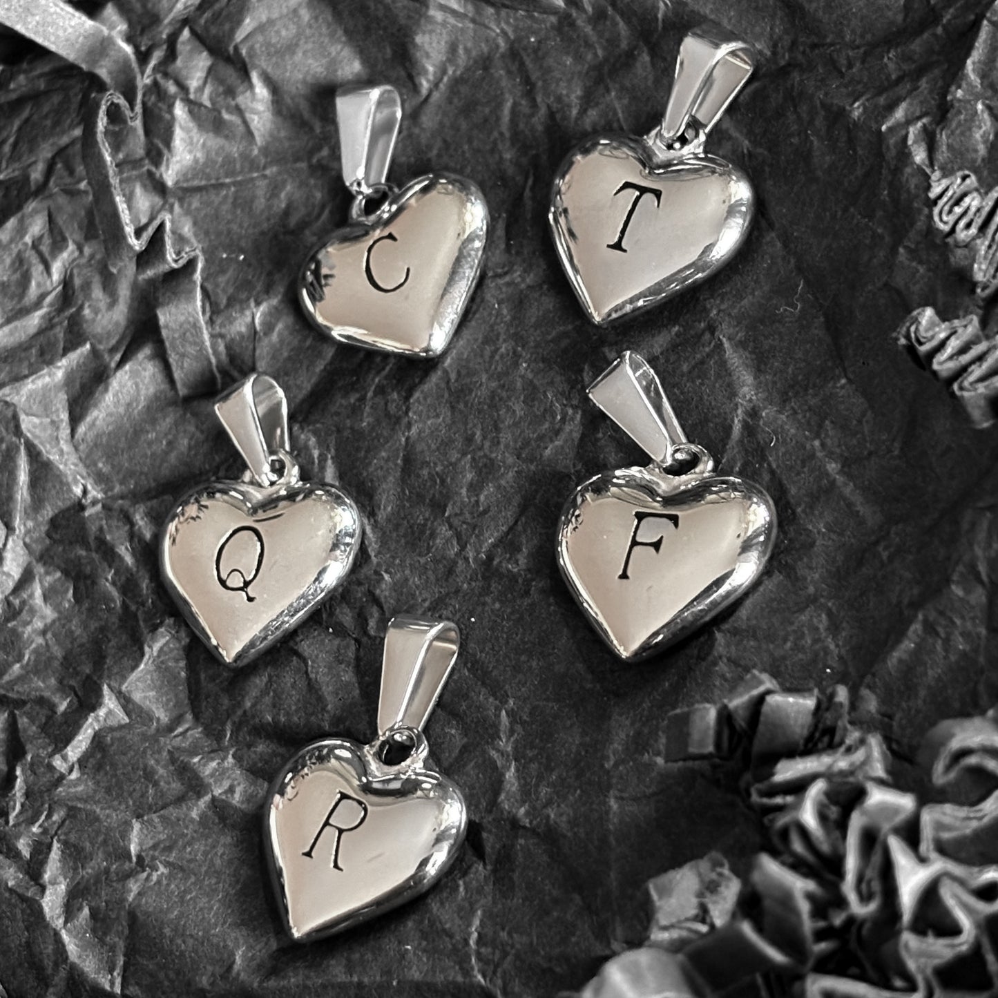SALE! - Necklace charm - Stainless Steel Heart - Tenley, Carter, Quinn, Finlay