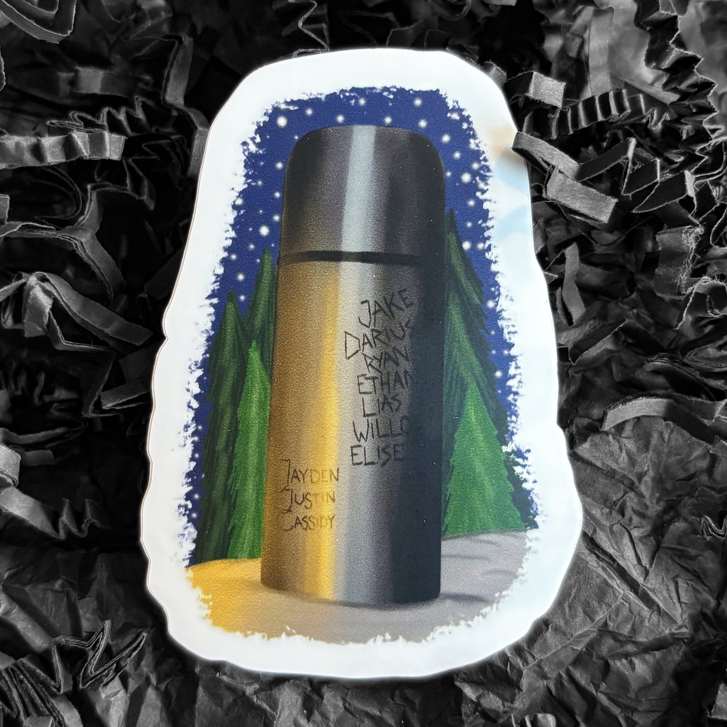 SALE! - Sticker - Darius's thermos with names - Auctioned Series