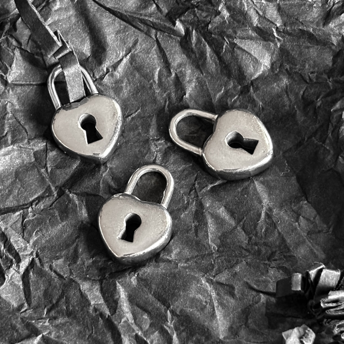 Necklace charm - Padlock Heart - Stainless Steel