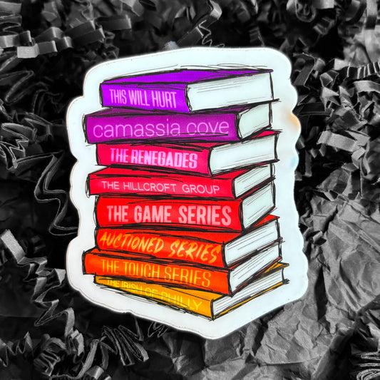 Sticker - Book Stack, Series' by Cara