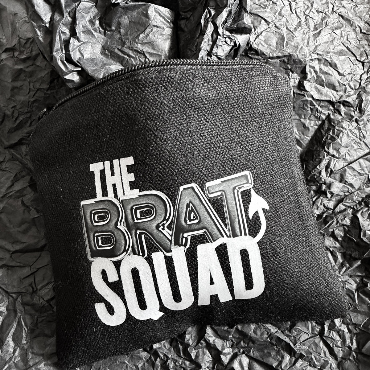 Small zipper pouch - The Brat Squad in black and white