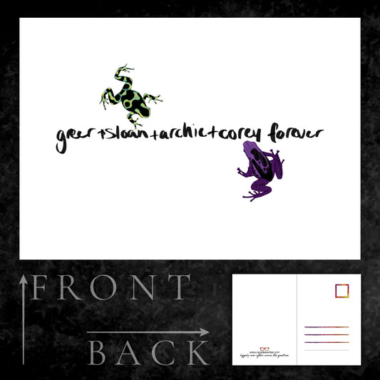 Postcard - Corey Cruz's froggy family forever